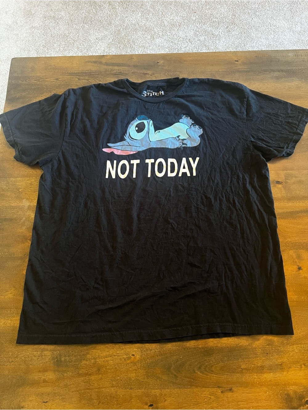 Disney Stitch Not Today Graphic T-Shirt Black 2XL